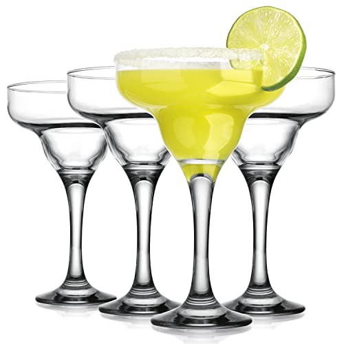 Glaver's Clear Margarita Glasses Set of 4, 10 oz. Stemware for Cocktails & Desserts