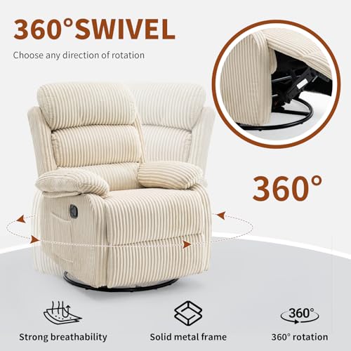 360° Swivel Rocking Recliner Chair with Footrest, Upholstered Velvet Sofa