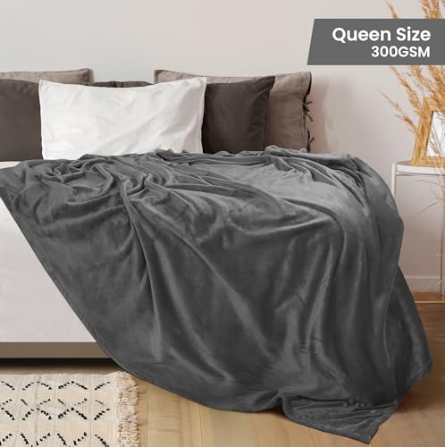 Utopia Bedding Queen Fleece Bed Blanket - Grey Microfiber Plush Warm