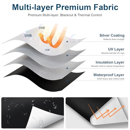 Portable 100% Blackout Curtains, No-Drill DIY Window Shades (57" x 118")