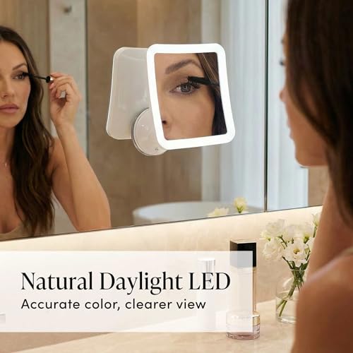 Fancii White 10X Magnifying Lighted Makeup Mirror – Cordless, Portable Vanity with Locking Suction