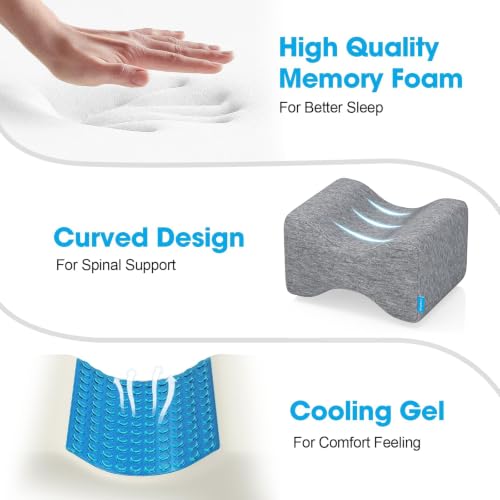 Cooling Gel Knee Pillow for Side Sleepers - Memory Foam Support