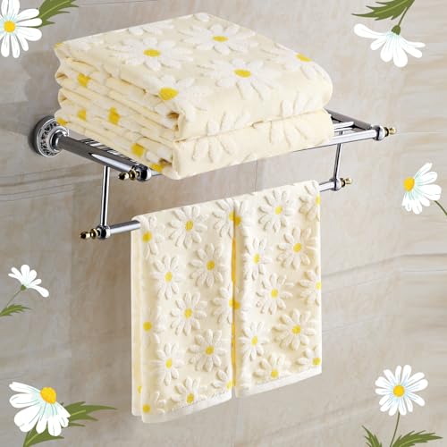 Floral Daisy Cotton Hand Towels - 2 Pack Decorative Farmhouse Bathroom Towels