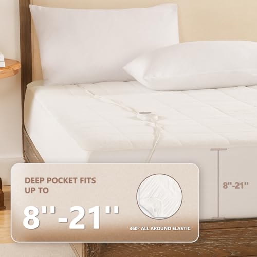 King Size Heated Mattress Pad with Dual Controllers - Coral Fleece