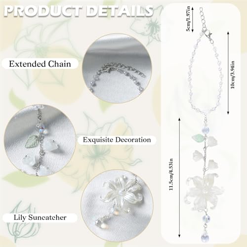Lily of the Valley Leaf Car Charm, Floral Rearview Mirror Hanging Ornament