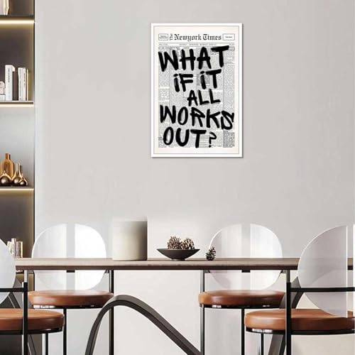 Drimiler Retro Newspaper Wall Art 'What If It All Works Out' Canvas Print 8x12in