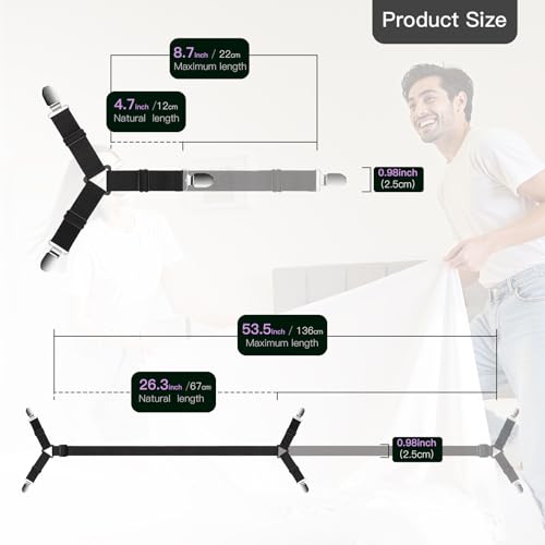 Adjustable Bed Sheet Straps - 12PCS Fitted Sheet Holders