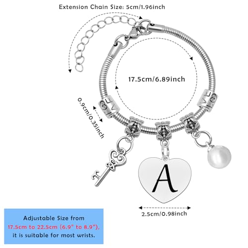 Mwphuy A Initial Letter Bracelet for Women Gift Stainless Steel Adjustable Jewelry