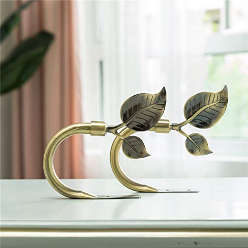 Leaf Shaped Metal Curtain Holdbacks - Wall Mounted Drapery Tiebacks (Set of 2)