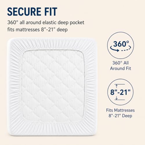 CozyLux Quilted Twin XL Mattress Pad - 450 GSM Cotton Top (8-21 Inch Pocket)