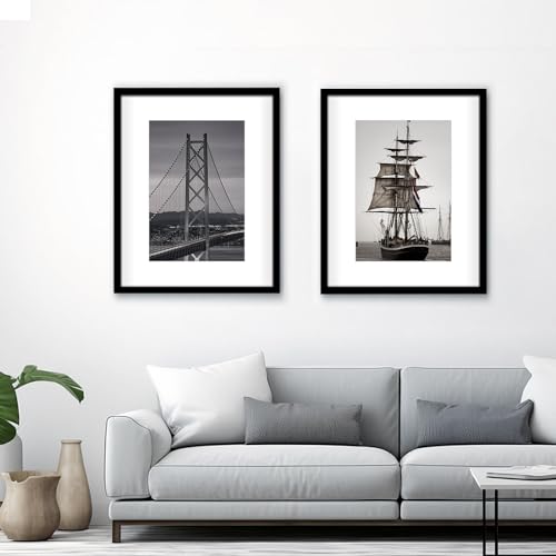 16x20 Picture Frame Set of 3 - Black Wall Gallery Frames with 11x14 Mat