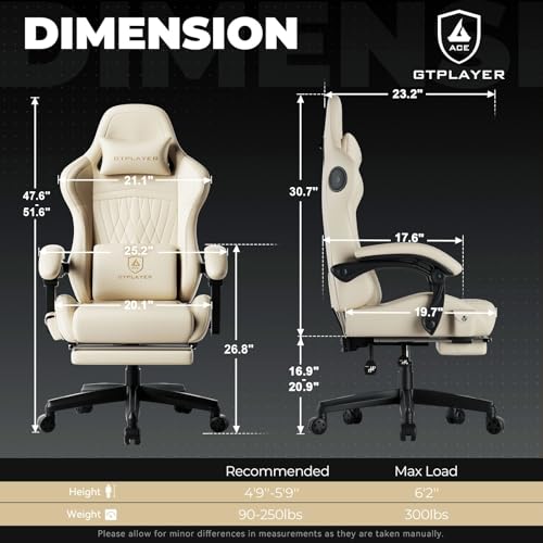 Ergonomic Gaming Chair with Bluetooth Speakers, Footrest, and Reclining