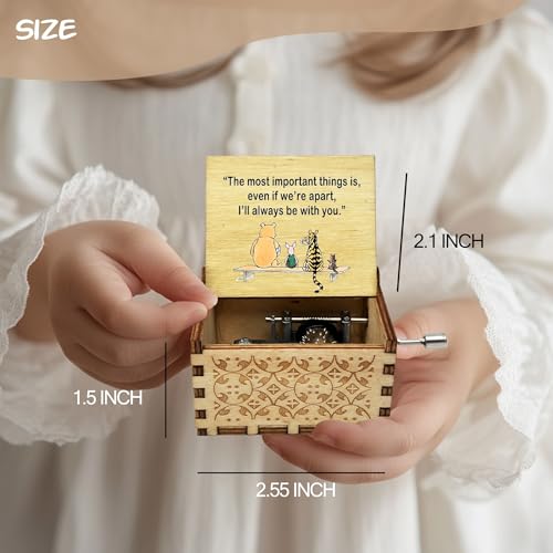Handcrafted Wooden Music Box - Funny Bear Design - Keepsake Friendship Gift
