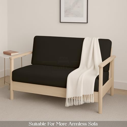 Twin XL Armless Futon Cover - 100% Cotton, Machine Washable, Black