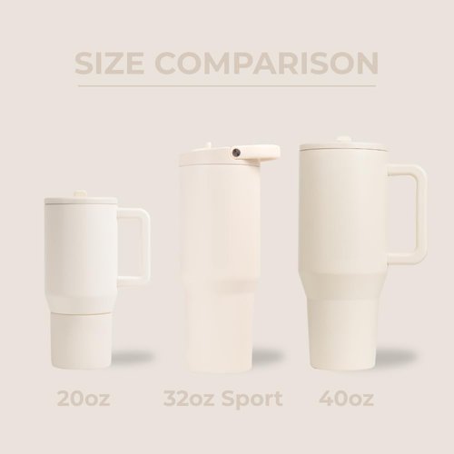 HydroJug Sport - 32oz Stainless Steel Tumbler with Straw | Vacuum Insulated & Leakproof, Ergonomic Design, Cream