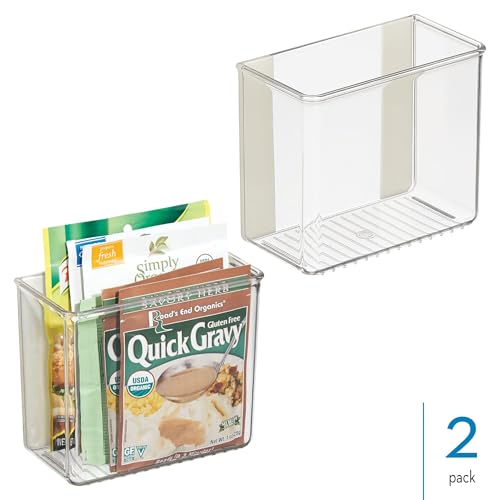 iDesign Adhesive Organizer Bin - Damage-Free Hanging for Kitchen, Bathroom, or Office - Set of 2 - Clear