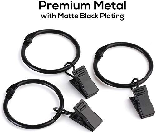 36-Pack Metal Openable Curtain Rings with Clips for 1-Inch Rods