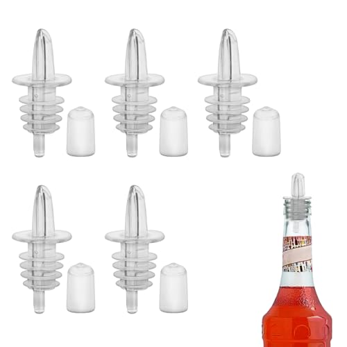 eispap 5PCS Clear Plastic Oil Bottle Pourers with Dust Caps - Professional Bar & Kitchen Use