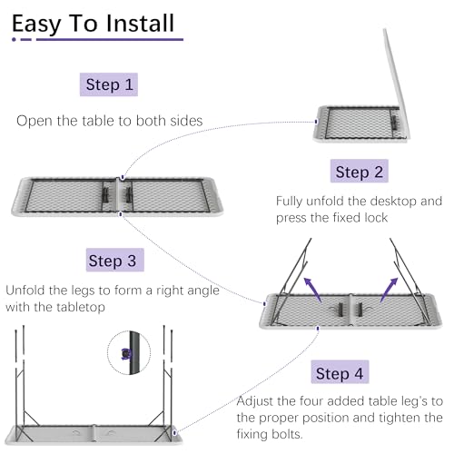 4-Foot Folding Picnic Table with Mesh Bag, Portable Heavy-Duty Utility Table