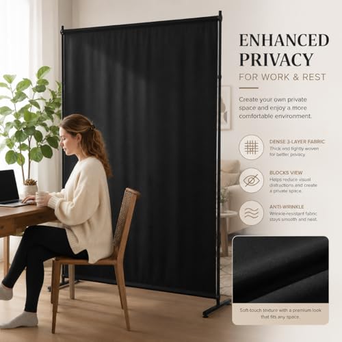 Portable Privacy Room Divider Screen, 5ft x 6ft Single Panel Partition