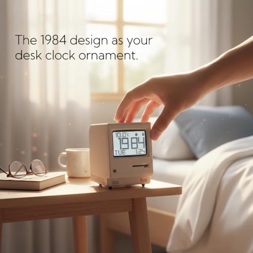Retro Pixel Alarm Clock - 1984 Computer Style Desk Clock with Temperature