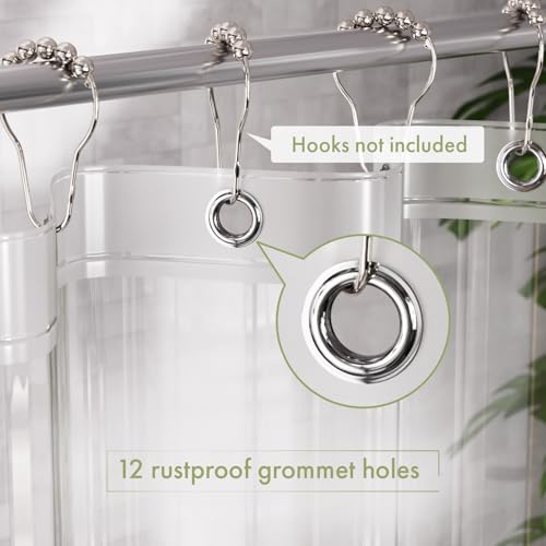 AmazerBath Clear Shower Curtain Liner 72x72 Waterproof PEVA with Magnets