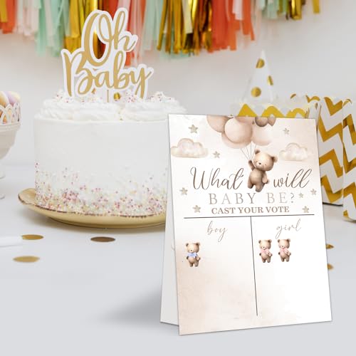LNOKRIM Bear 06 Gender Reveal Voting Board Set with Stickers - Baby Shower Decorations & Games