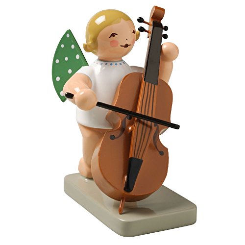 Wendt & Kühn Hand-Painted Angel Figurine with Double Bass - German Collectible