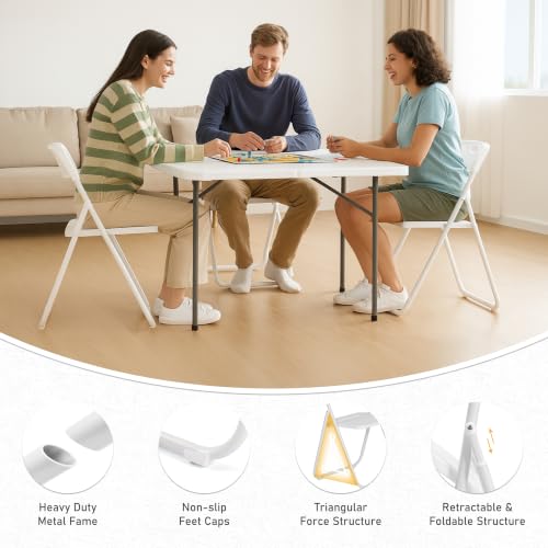 10-Pack White Folding Chairs, Lightweight Steel Frame Portable Event Seating