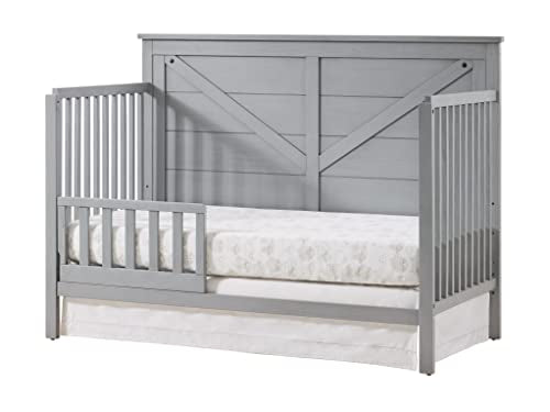 4-in-1 Convertible Nursery Crib Set with Toddler Guard Rail and Bed Conversion