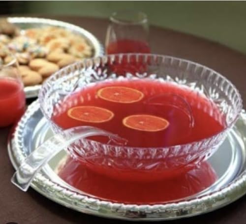 Large Crystal-Clear Plastic Punch Bowl with Elegant Cut Glass Design