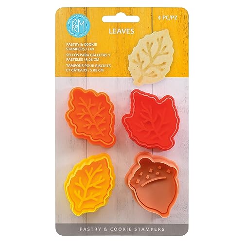 R&M Fall Leaves Cookie & Pastry Cutter Set - 4 Assorted Designs, 2 Inches