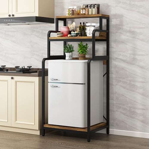 4-Tier Kitchen Storage Rack with Shelves & Space for Microwave or Fridge