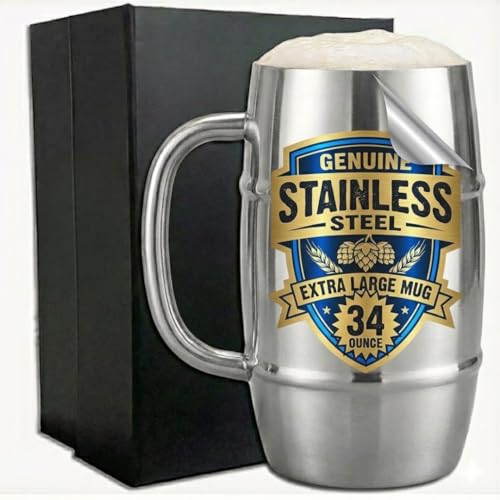 ANGORA BRANDS 34 oz Viking Barrel Mug - Stainless Steel Beer & Coffee Tumbler