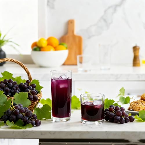 8-Piece Glass Drinkware Set, 14oz Tall and 10.5oz Short Weighted Glasses