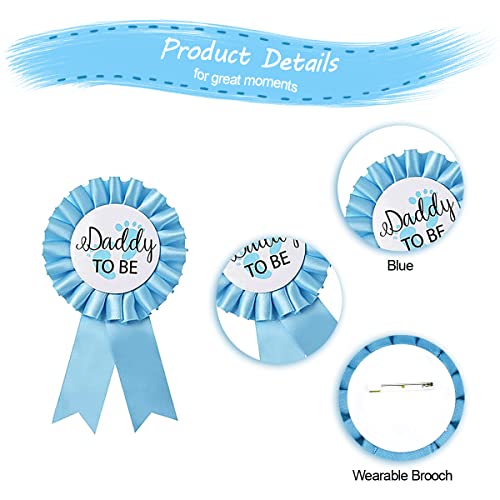 Blue Mommy to Be Sash and Daddy to Be Badge Set for Baby Shower