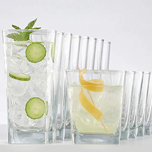 Le'raze 8-Piece Glass Set - Tall Highball & Short Old Fashioned Drinking Glasses