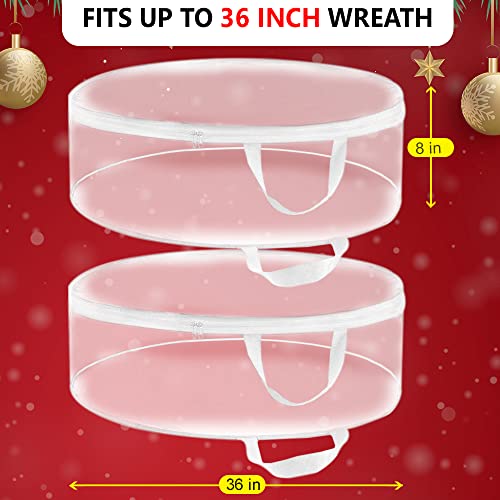 36-Inch Christmas Wreath Storage Bag 2-Pack Clear PVC Container