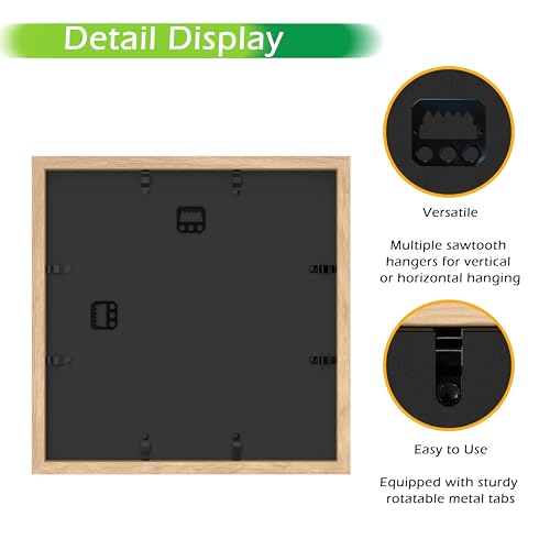 11x11 Inch Natural Oak Shadow Box Frame with Felt Back and Tempered Glass