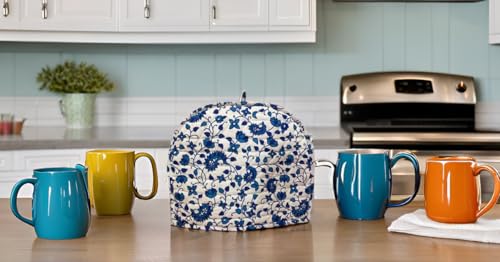 Handmade Cotton Tea Cozy - Turquoise Mandala Print Tea Pot Cover