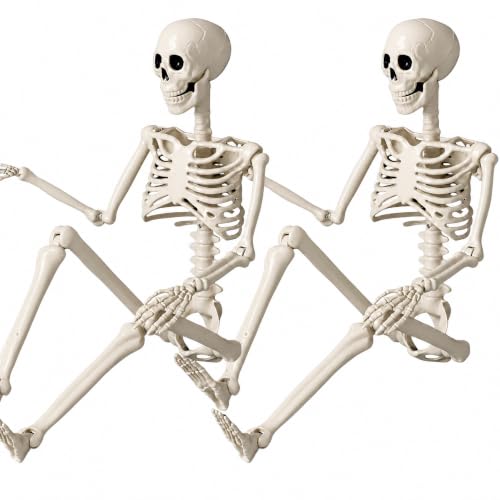 2-Pack Posable Halloween Skeletons with Movable Joints - 36.5"