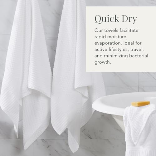 6-Piece Premium Cotton Bath Towel Set - Quick-Dry Absorbent White Towels