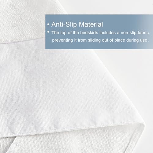 Queen Bed Skirt Scalloped Edge Pleated Dust Ruffle with Anti-Slip Top