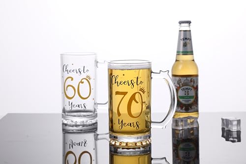 70th Birthday Beer Glass - 18 Ounce Cheers to 70 Years Anniversary Gift