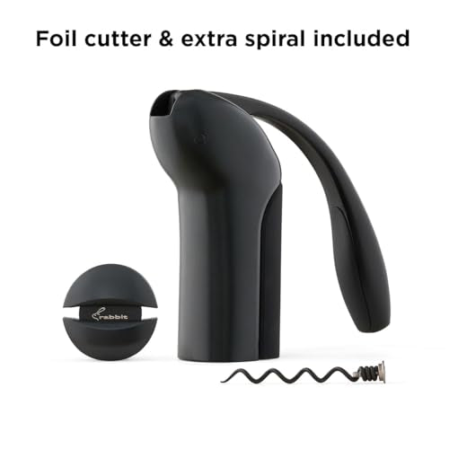 Rabbit Vertical Corkscrew Wine Opener with One-Pull Lever, Black 7.7 x 8.8 in