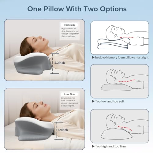 Ergonomic Cervical Neck Pillow for Pain Relief - Memory Foam Support