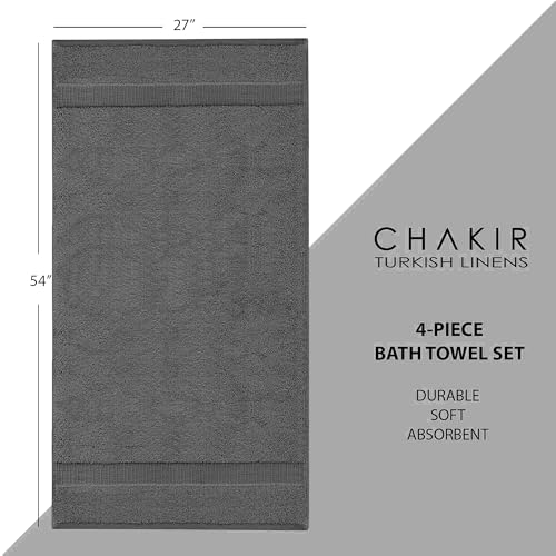 4-Piece Premium Turkish Cotton Bath Towel Set - Soft & Absorbent, Dark Gray