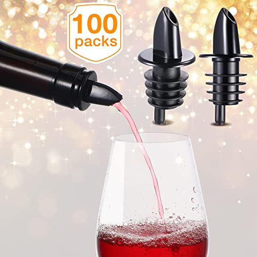 Potchen 100 Pack Liquor Bottle Pourers - Bar & Home Use, Black