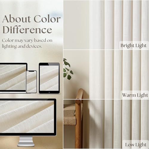 90-Inch Pinch Pleat Linen Blend Curtains - Light Filtering 2 Panels