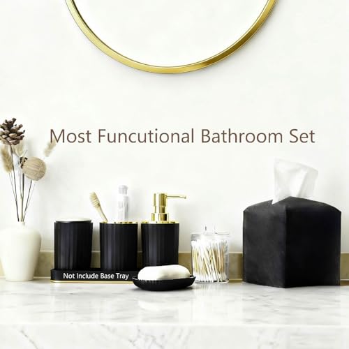 21-Piece Complete Bathroom Accessory Set in Black with Shower Curtain & Rugs